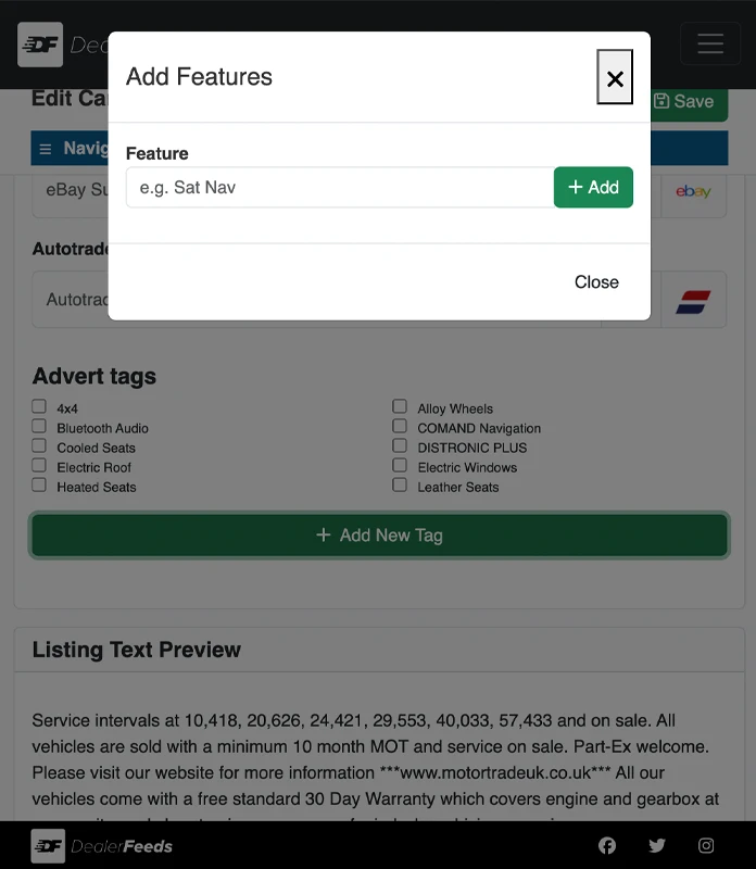 Tags Management in our Dealer Feeds Vehicle Stock Management App