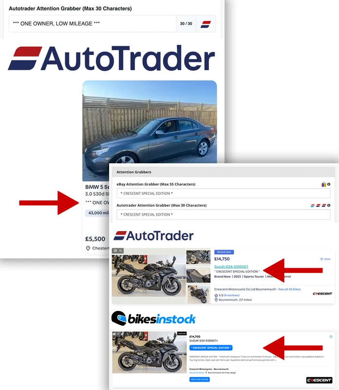 Attention Grabbers for Auto Trader, Used Cars UK and eBay