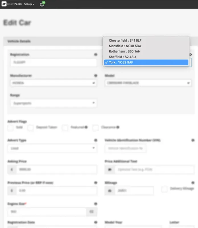 All you need to do is change the vehicle location using a dropdown menu that lists all your locations.