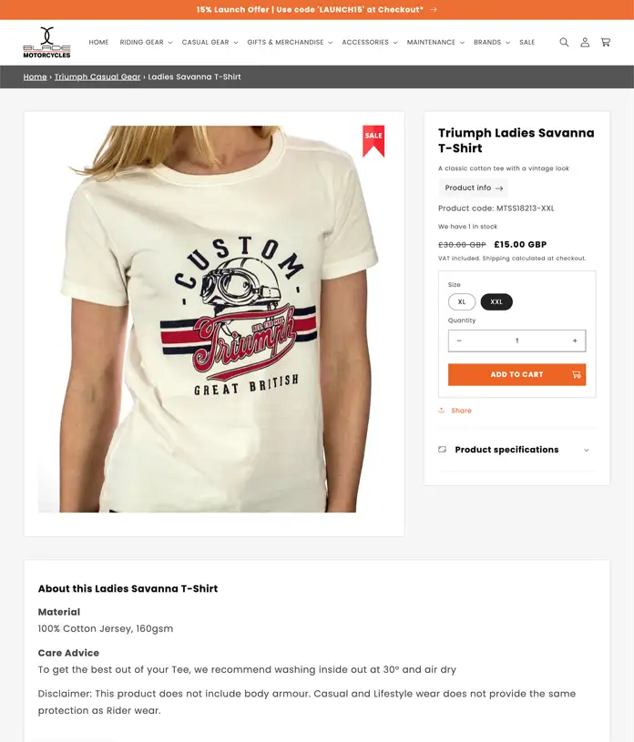 Blade Motorcycles Online Shop Product Detail