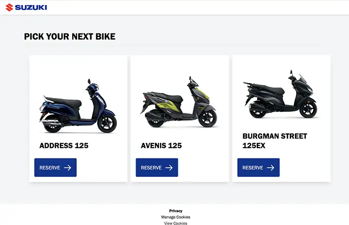 Suzuki GB - Buy Bikes Online Homepage