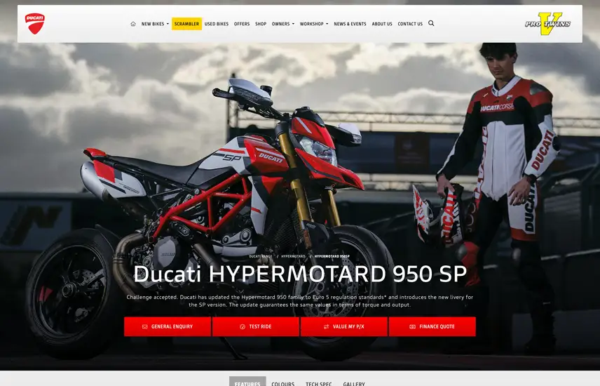 New Ducati Model Website Page