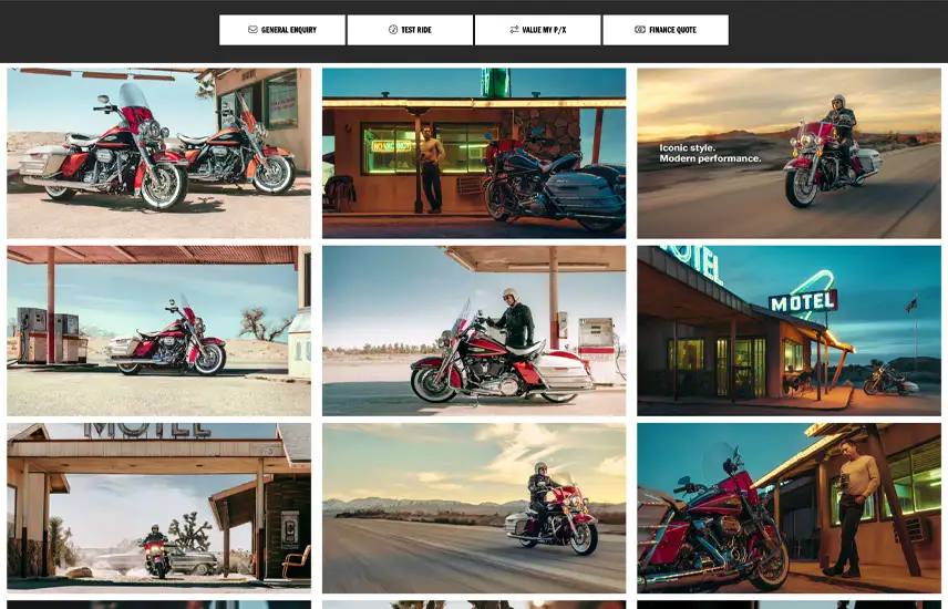Rich and Engaging Content for all New Harley-Davidson<sup>®</sup> Motorcycles displayed in your Harley-Davidson<sup>®</sup> approved dealer website.