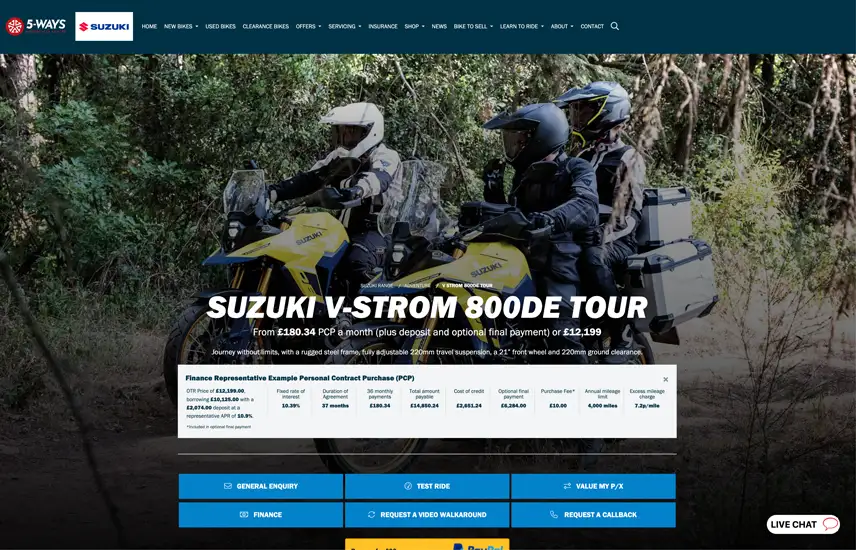 New Suzuki Model Website Page