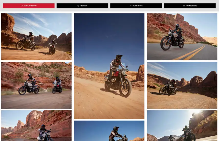 Rich and Engaging Content for all New Triumph Motorcycles displayed in your Triumph approved dealer website.