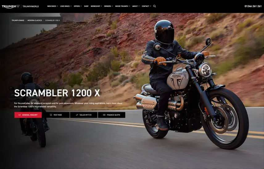 New Triumph Model Website Page